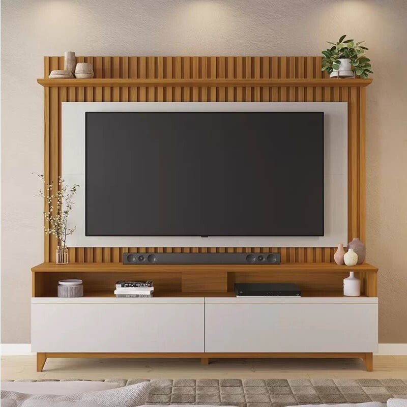 Home NT 1340 Larg. 1.83m Freijó/Off Ripado para TV até 65" - Notável