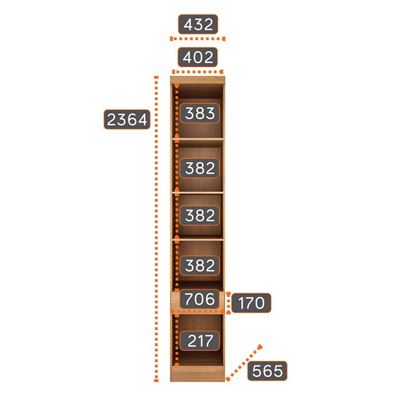 Modulado Criado Rizon Cumaru/Fendi Fosco 1 porta 1 Gaveta 100% MDF Larg. 0.43m - Novo Horizonte - Imagem 2