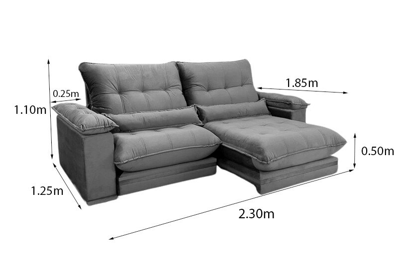 Sofá Retrátil Reclinável Ibis 2.30m Veludo Azul 800 - D33 e Molas Ensacadas - Imagem 9