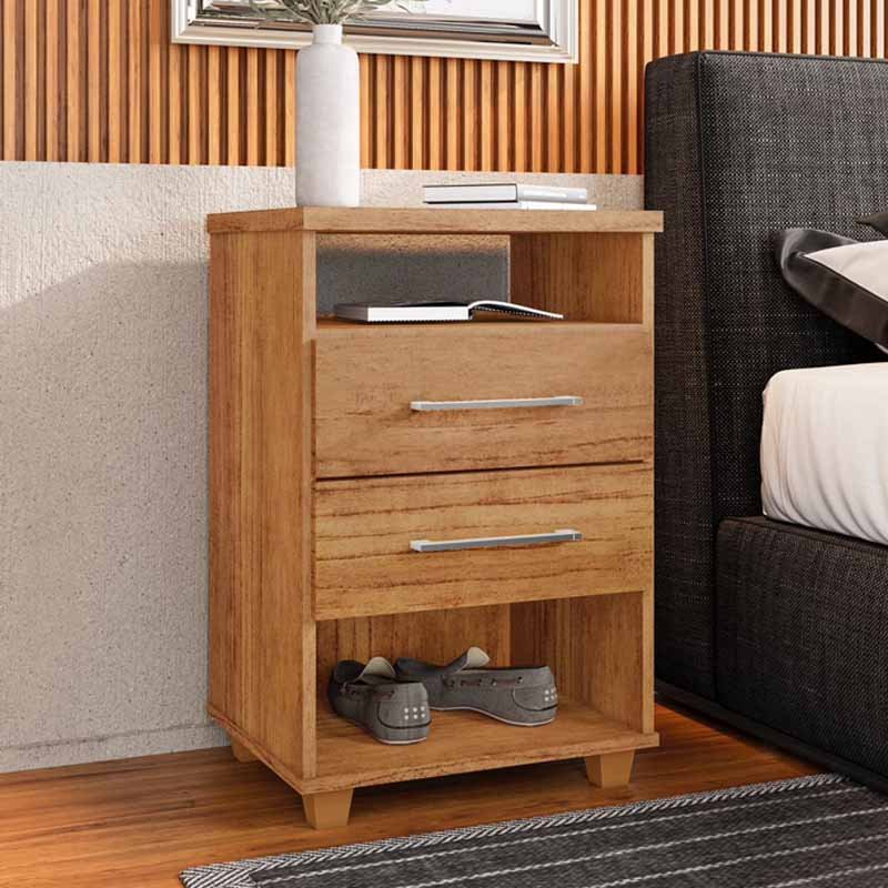 Mesa de Cabeceira Valente Cedro 2 Gavetas Larg. 0.45m - Rud Rack