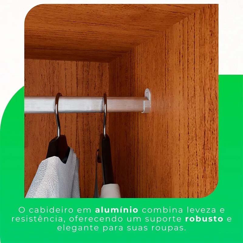 Roupeiro Casal Recife Cinamomo/Off 6 Portas C/Pés Larg. 1.80m - Sallêto - Imagem 7