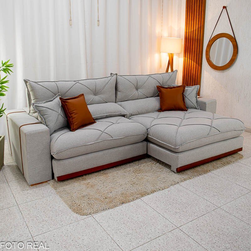 Sofá Retrátil Reclinável Gran Bello 2.90m Linho Cinza 31 - Molas Ensacadas - Imagem 8