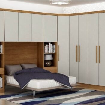 Modulado Cumaru/Fendi Fosco 1 Roupeiro Moderni 4 Pts + 2 Criado Rizon + 1 Canto Oblíquo Rizon + 1 Aéreo 3 portas Rizon - Novo Horizonte