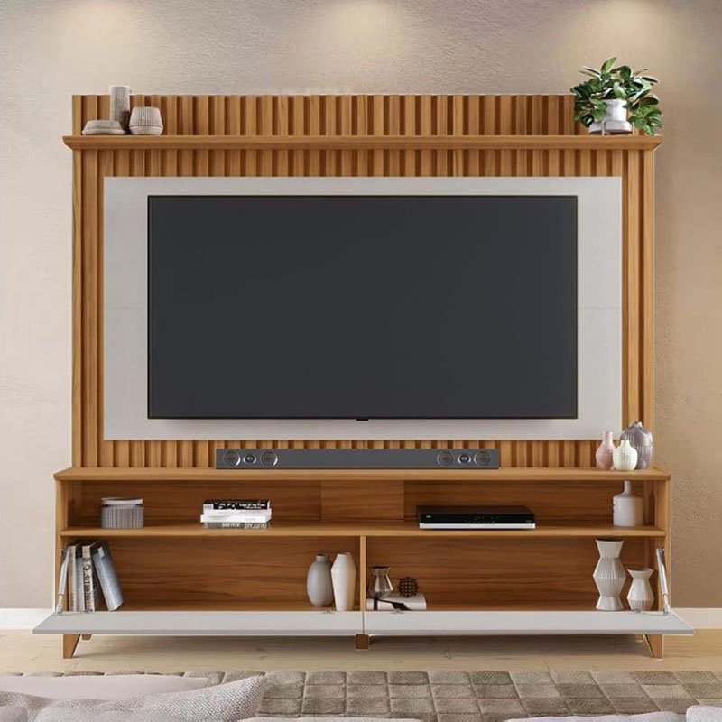 Home NT 1340 Larg. 1.83m Freijó/Off Ripado para TV até 65" - Notável - Imagem 2