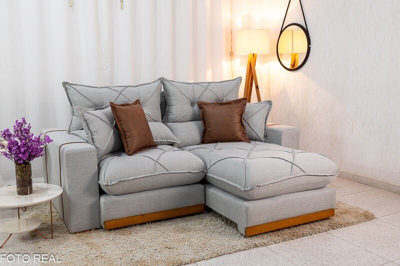 Sofá Retrátil Reclinável Gran Bello 2.00m Linho Cinza 31 - Molas Ensacadas Pocket