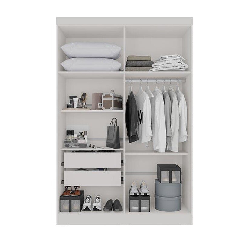 Roupeiro Solteiro Recife 4 Portas 2 Gavetas Larg. 1.21m Branco Sallêto - Imagem 2