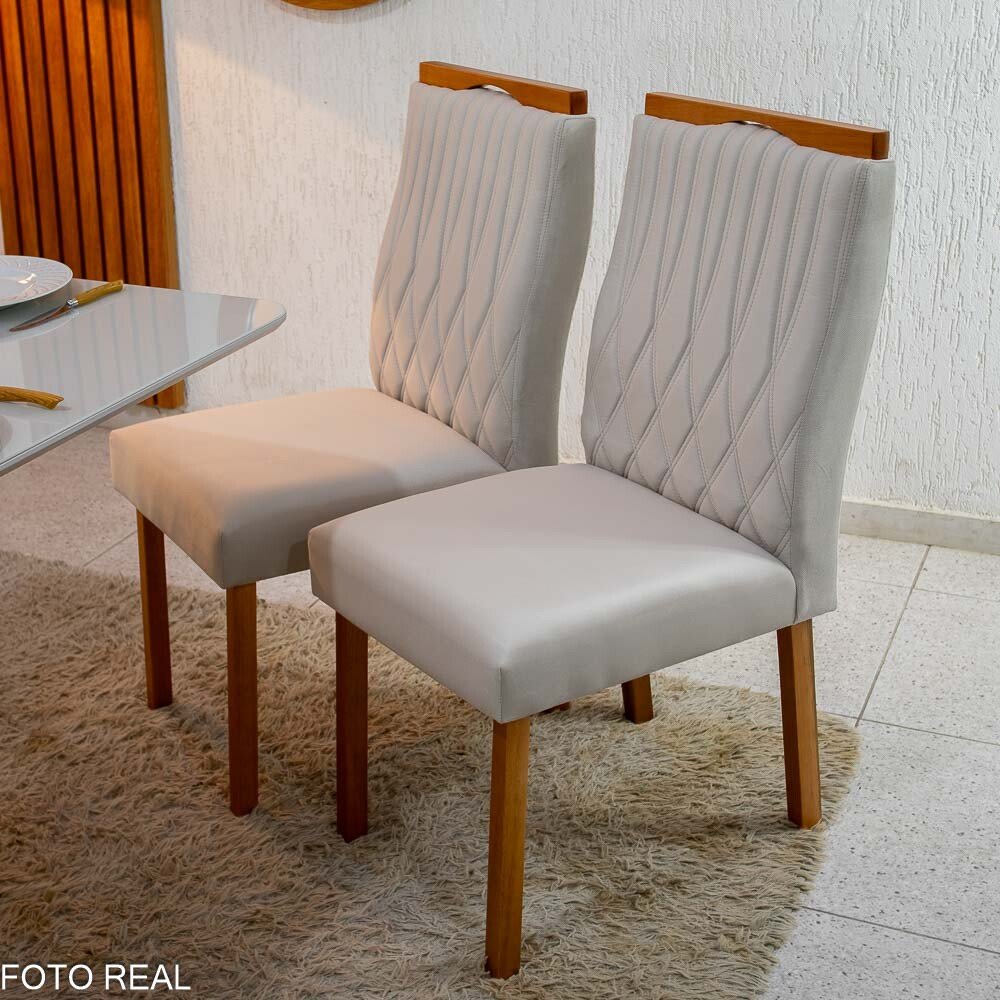 2 Cadeiras Genova Veludo Bege 512 - Art Assentos - Imagem 2