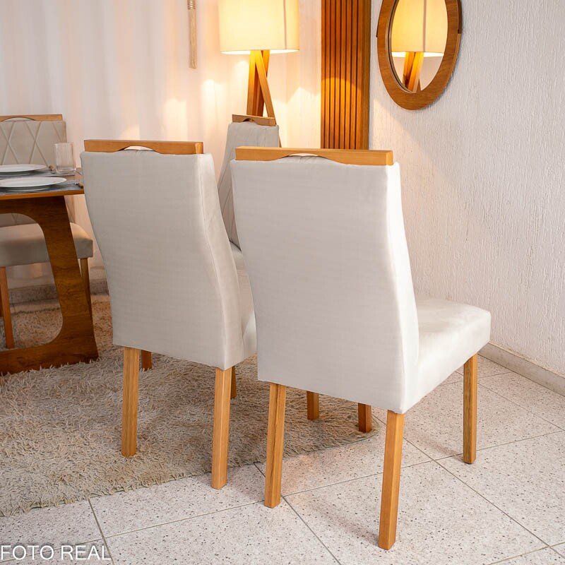 2 Cadeiras Lisboa Bege 512 Madeira Maciça Art Assento - Entregue Montada - Imagem 3