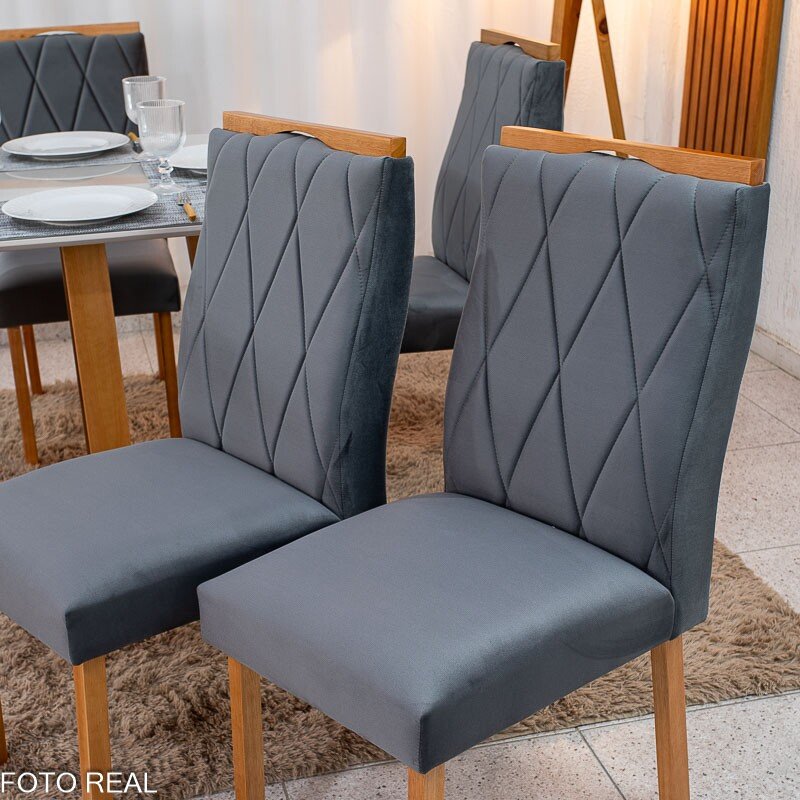 2 Cadeiras Lisboa Cinza 507 Madeira Maciça Art Assento - Entregue Montada - Imagem 3