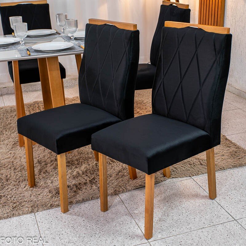 2 Cadeiras Lisboa Preto 504 Madeira Maciça Art Assento - Entregue Montada - Imagem 2