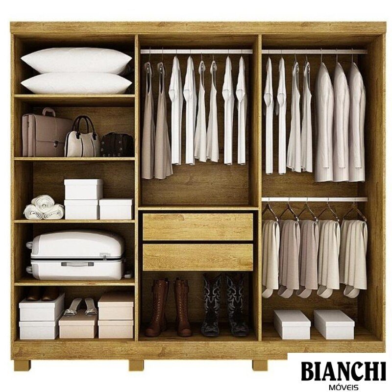 Guarda-Roupa Casal Sergipe Larg. 1.80m 6 Portas Nature 100% MDF C/Pés Bianchi - Imagem 2