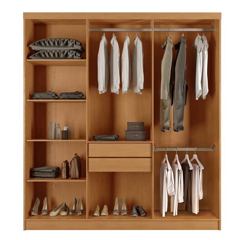 Guarda-Roupa Casal Cairo Ripado 6 Portas MDF Larg. 1.80m Nature/Off Rufato - Imagem 2