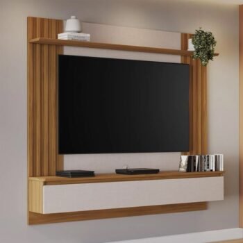 Painel NT 1365 Larg. 1.60m Off/Freijó C/ Detalhe Ripado para TV até 65" - Notável