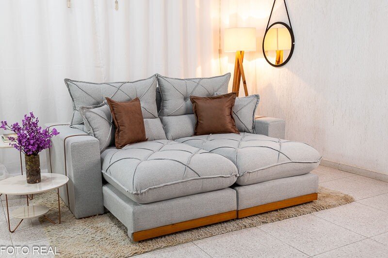 Sofá Retrátil Reclinável Gran Bello 2.00m Linho Cinza 31 - Molas Ensacadas Pocket - Imagem 2