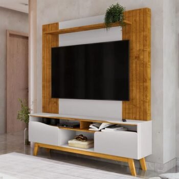 Home Atalaia Larg. 1.80m Nature/Off C/ Detalhe Frisado para TV até 75" - Bechara