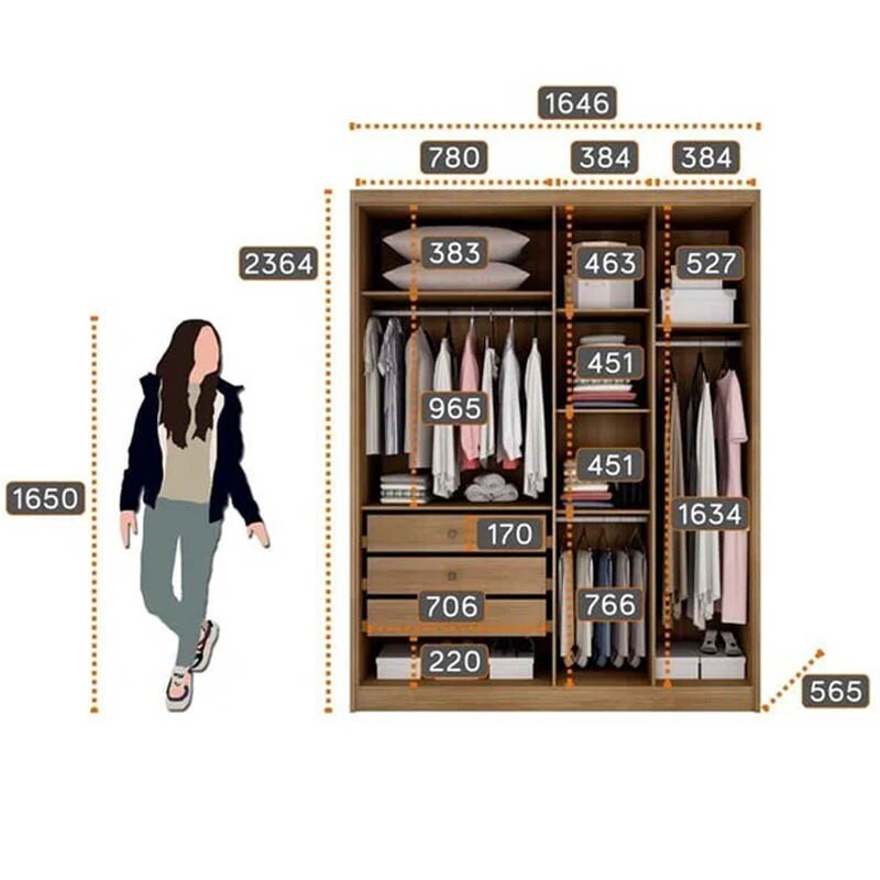 Modulado Cumaru/Fendi Fosco 1 Roupeiro Moderni 4 Pts + 2 Criado Rizon + 1 Canto Oblíquo Rizon + 1 Aéreo 3 portas Rizon - Novo Horizonte - Imagem 12
