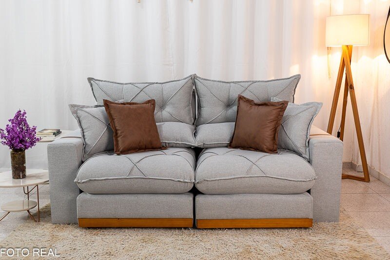 Sofá Retrátil Reclinável Gran Bello 2.00m Linho Cinza 31 - Molas Ensacadas Pocket - Imagem 4