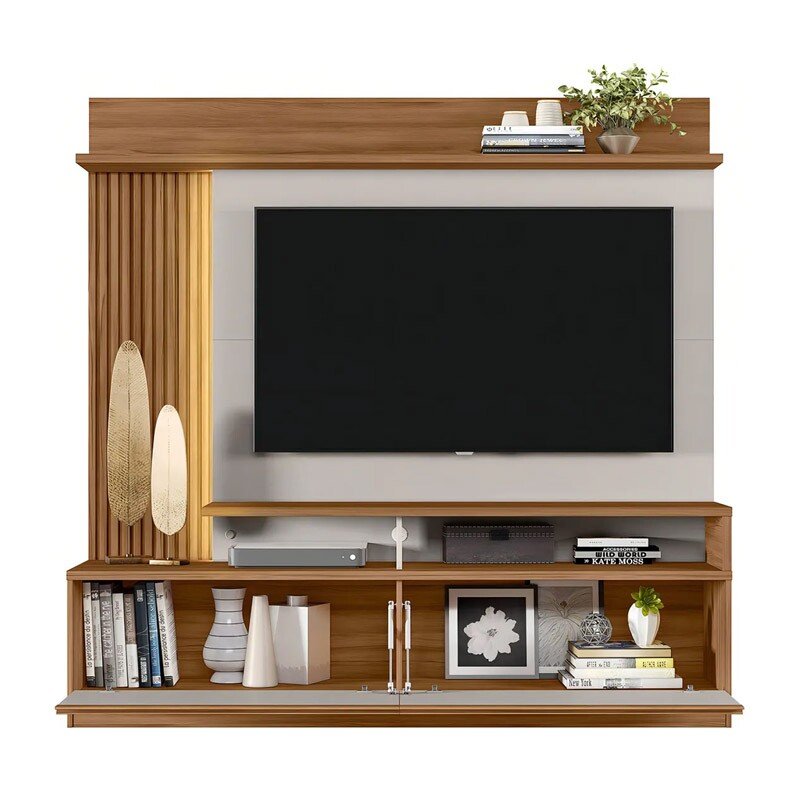 Home NT 1295 Larg. 1.83m Freijó/Off C/ Detalhe Ripado para TV até 60" - Notável - Imagem 2