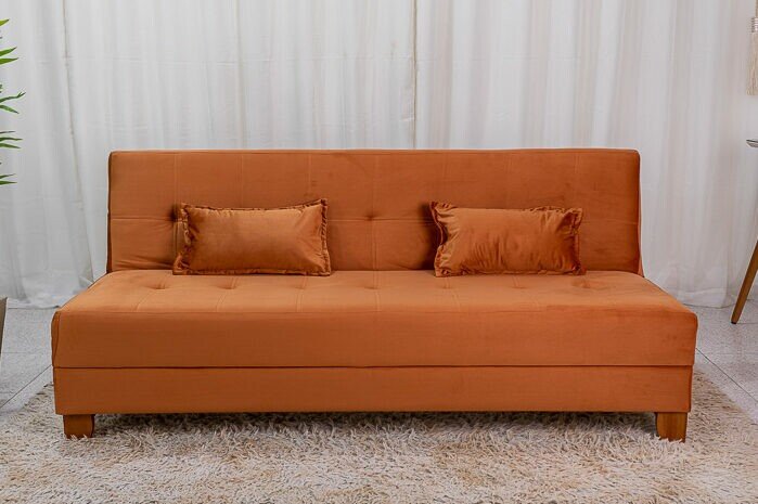 Sofá Cama Arpoador Veludo Terracota 12116 Larg. 1.85m - Imagem 3