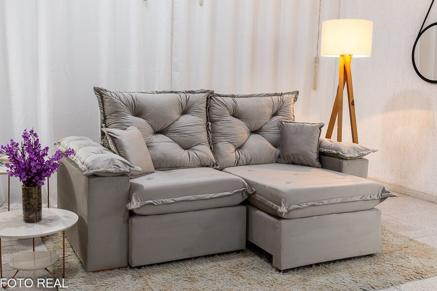 Sofá Retrátil Reclinável Porto Madri 2.00m Veludo Bege - D28 Pró Aditivada - Imagem 3