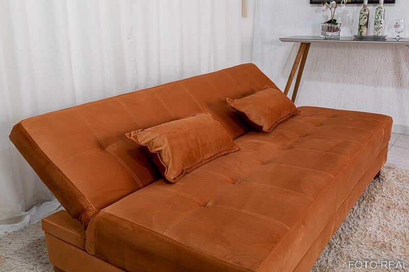 Sofá Cama Arpoador Veludo Terracota 12116 Larg. 1.85m - Imagem 6