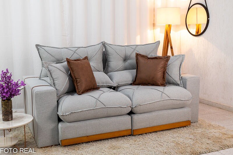 Sofá Retrátil Reclinável Gran Bello 2.00m Linho Cinza 31 - Molas Ensacadas Pocket - Imagem 3