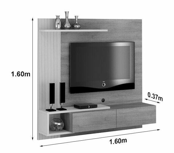 Home Suspenso Los Angeles Larg. 1.60m Cinamomo/Off para TV até 60" - Valdemóveis - Imagem 3