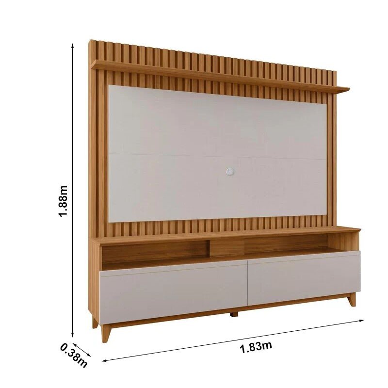 Home NT 1340 Larg. 1.83m Freijó/Off Ripado para TV até 65" - Notável - Imagem 3