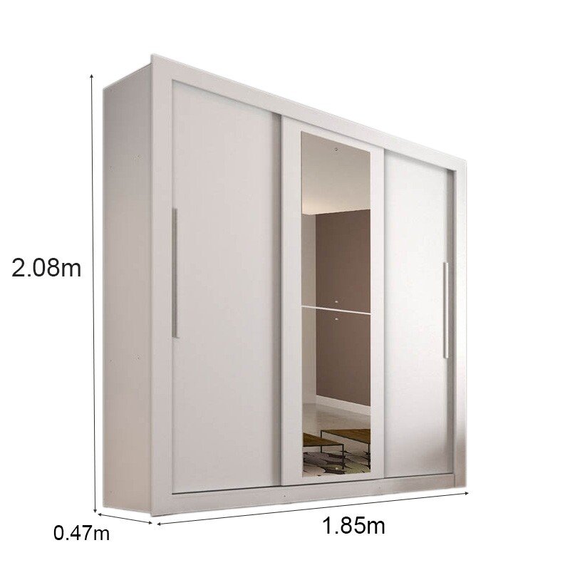 Guarda-Roupa Casal 3 Portas New Panamá c/Espelho Tóquio Branco Larg. 1.85m Sallêto - Imagem 3