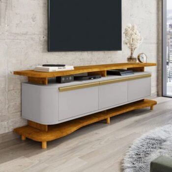 Rack Bancada Guarapari Larg. 1.80m Nature/Off para TV até 75" - Bechara