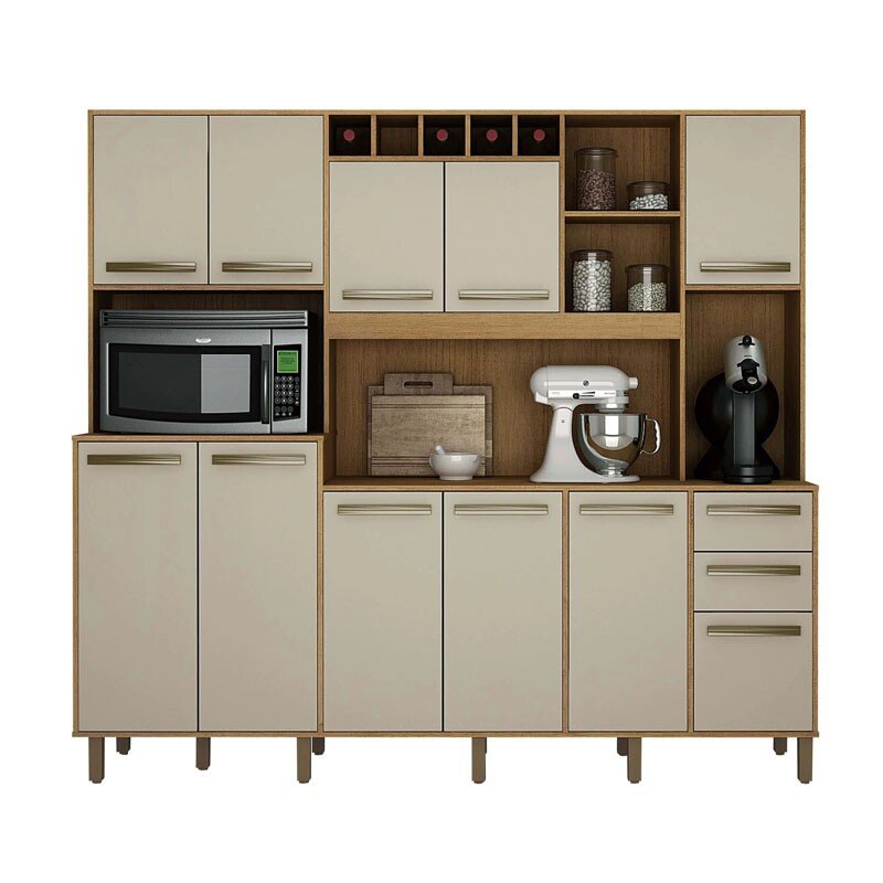 Armário Cozinha Completa Petra Cinamomo/Off White Valdemoveis