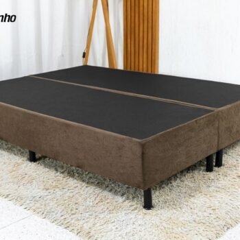 Box Casal Bipartida 138x188x38 Sued Marrom - Nosso Sonho