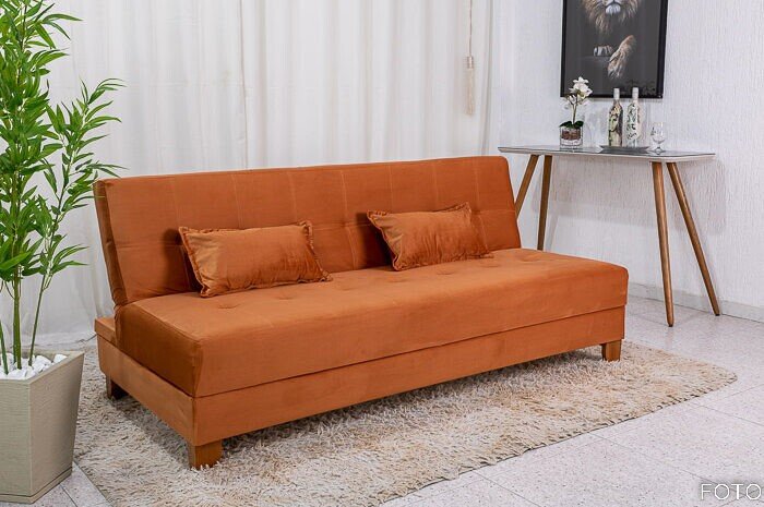 Sofá Cama Arpoador Veludo Terracota 12116 Larg. 1.85m