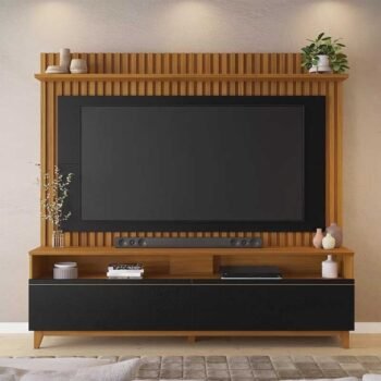 Home NT 1340 Larg. 1.83m Freijó/Preto Ripado para TV até 65" - Notável