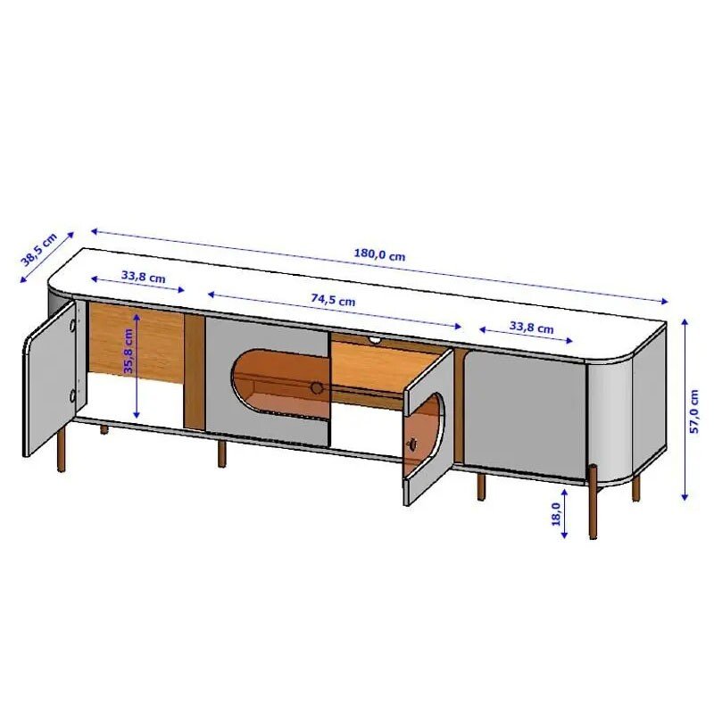 Rack Bancada Juquehy Larg. 1.80m Off/Nature C/LED para TV até 75" - Bechara - Imagem 5