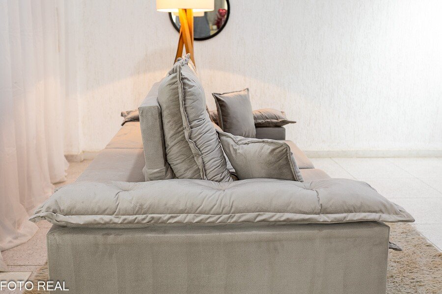 Sofá Retrátil Reclinável Porto Madri 2.00m Veludo Bege - D28 Pró Aditivada - Imagem 8