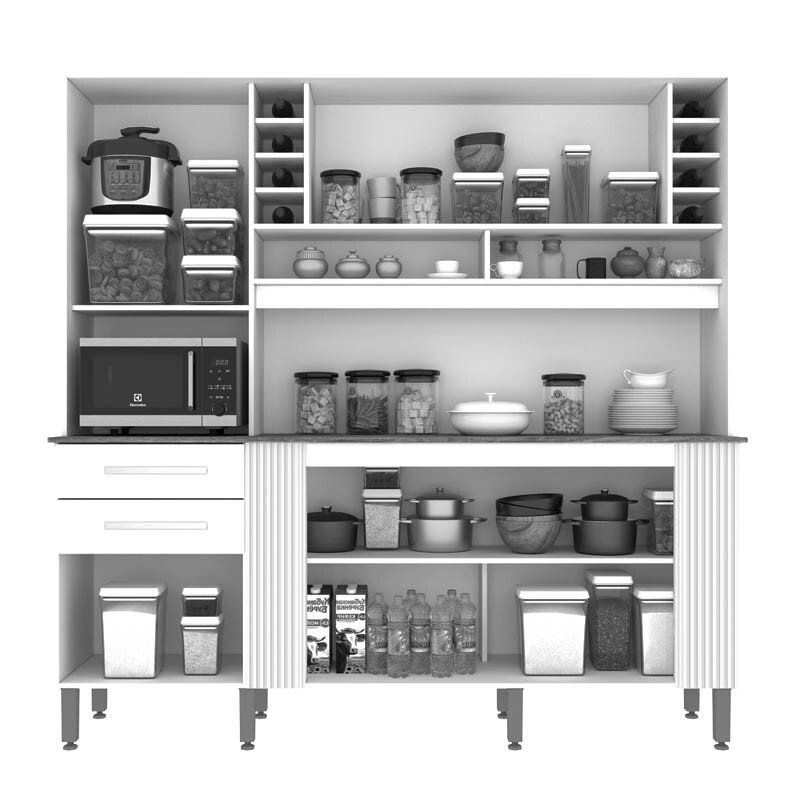 Armário Cozinha Catar Cinamomo/Off 6 Portas 2 Gavetas Larg. 2.00m - Sallêto - Imagem 2