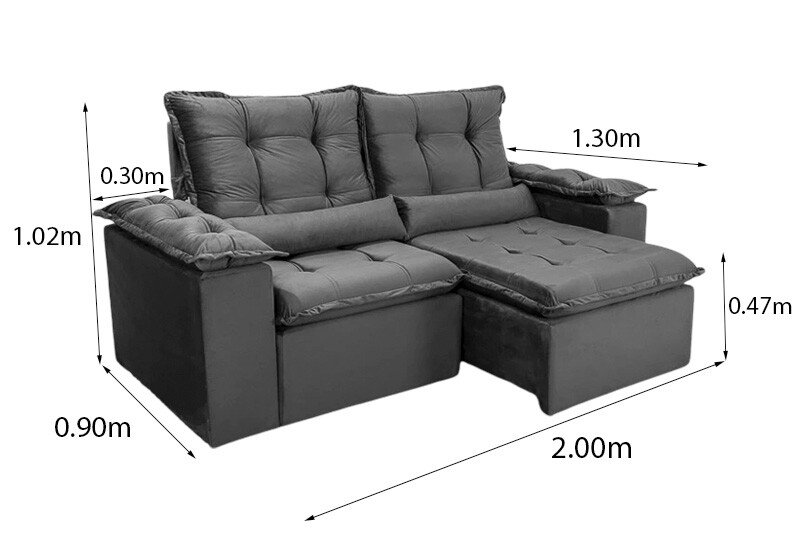 Sofá Retrátil Reclinável Grécia 2.00m Veludo Bege - Sem caixa - Imagem 9