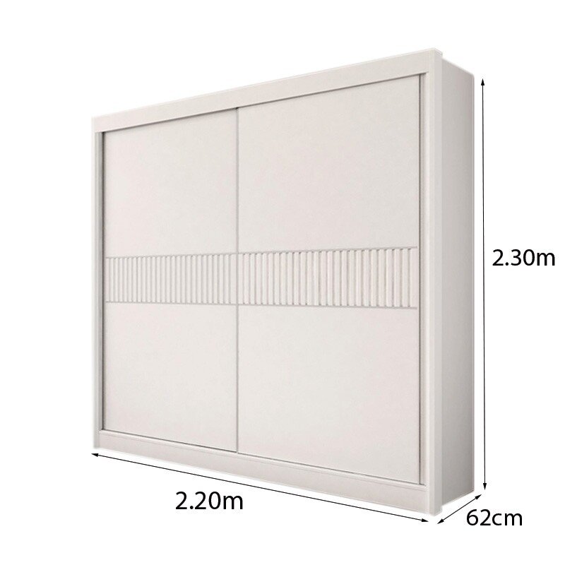 Roupeiro Casal Cancun Branco 2 Portas 6 Gavetas Detalhe Ripado 100% MDF Larg. 2.20m - D Doro - Imagem 4
