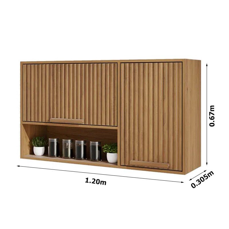 Armário Aéreo Florida Larg. 1.20m Cinamomo 2 Portas Ripado - Sallêto - Imagem 3