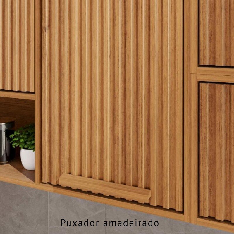 Armário Aéreo Florida Larg. 1.20m Cinamomo 2 Portas Ripado - Sallêto - Imagem 5