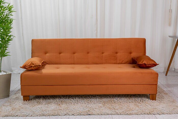 Sofá Cama Arpoador Veludo Terracota 12116 Larg. 1.85m - Imagem 4
