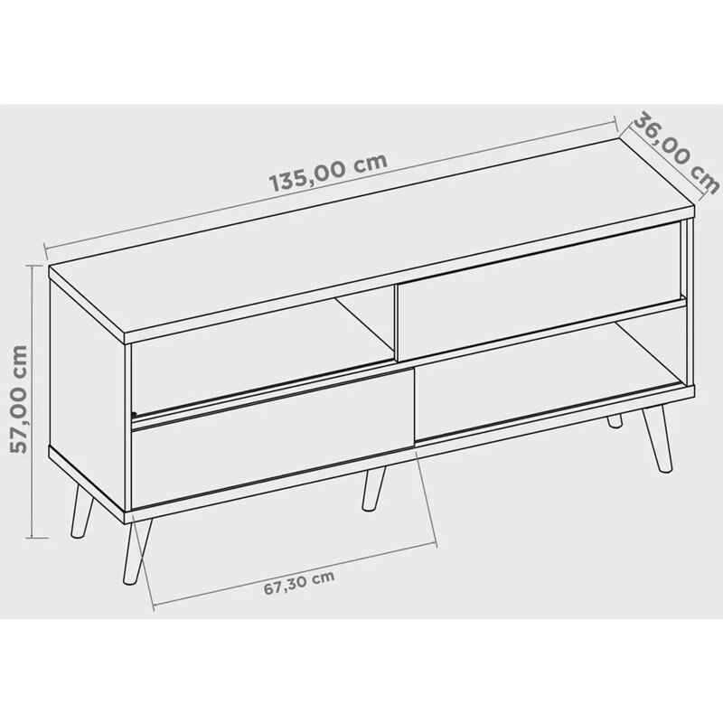 Rack Bancada NT 1180 Larg.1.35m Freijó/Preto para TV até 55" - Notável - Imagem 8