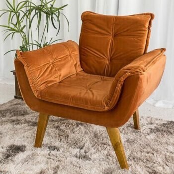 Poltrona Pérola Veludo Terracota