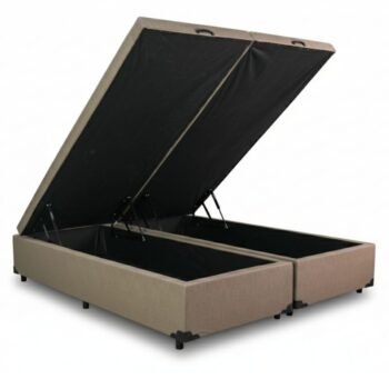 Base Box Baú Queen Bipartido Eli Milão 158x198x42 Korino Bege Blindado Nature