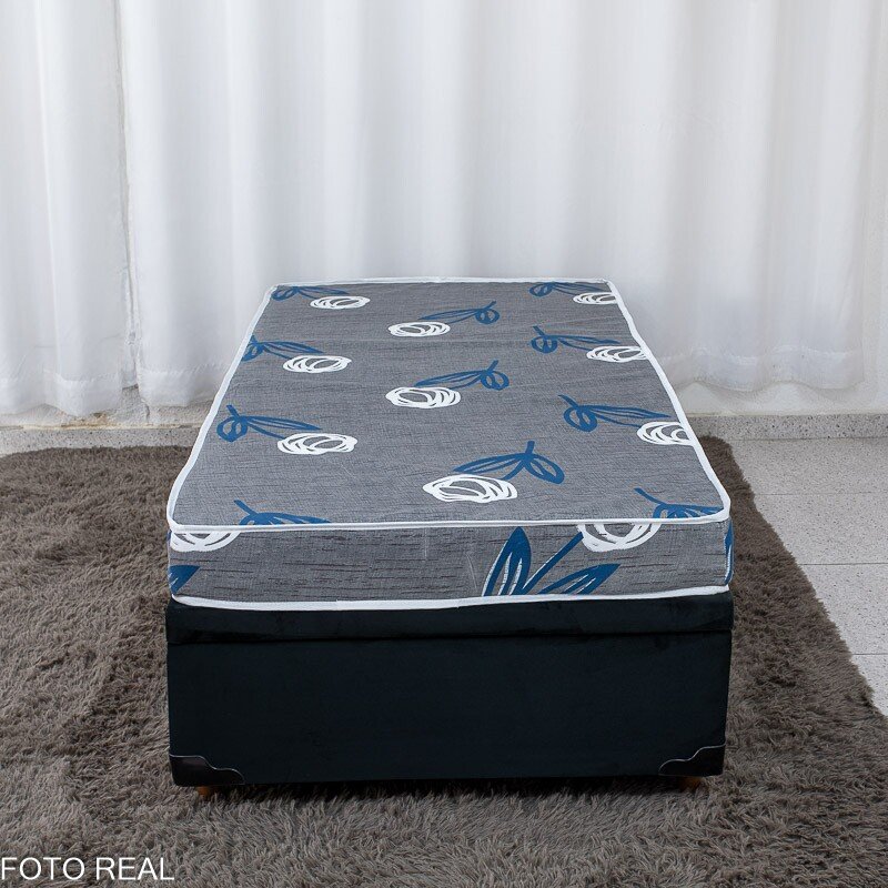 Box Baú Solt. Pop Veludo Preto Nature + Colchão Solt. Soffie Lotus 100% Espuma D20 88x188x12 - Nosso Sonho - Imagem 3