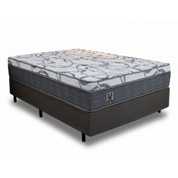 Box Casal Universal Linho Grafite Gazin + Colchão Casal Madrid Euro Molas Ensacadas 138x188x73 Umaflex - Suporta até 240kg