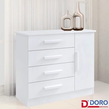 Cômoda Firenze Branco 4 Gavetas e Sapateira Larg. 1.10m - D Doro