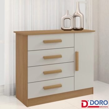 Cômoda Firenze Cinamomo/Off 4 Gavetas e Sapateira Larg. 1.10m - D Doro