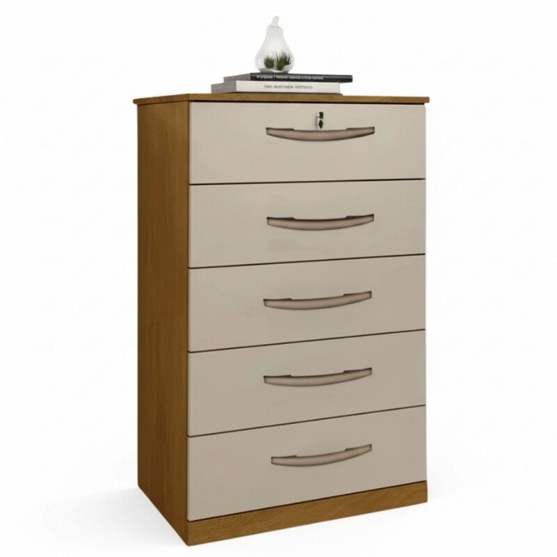 Cômoda Vane 013 Cinamomo/Off 5 Gavetas Larg. 0.60m - JL Móveis